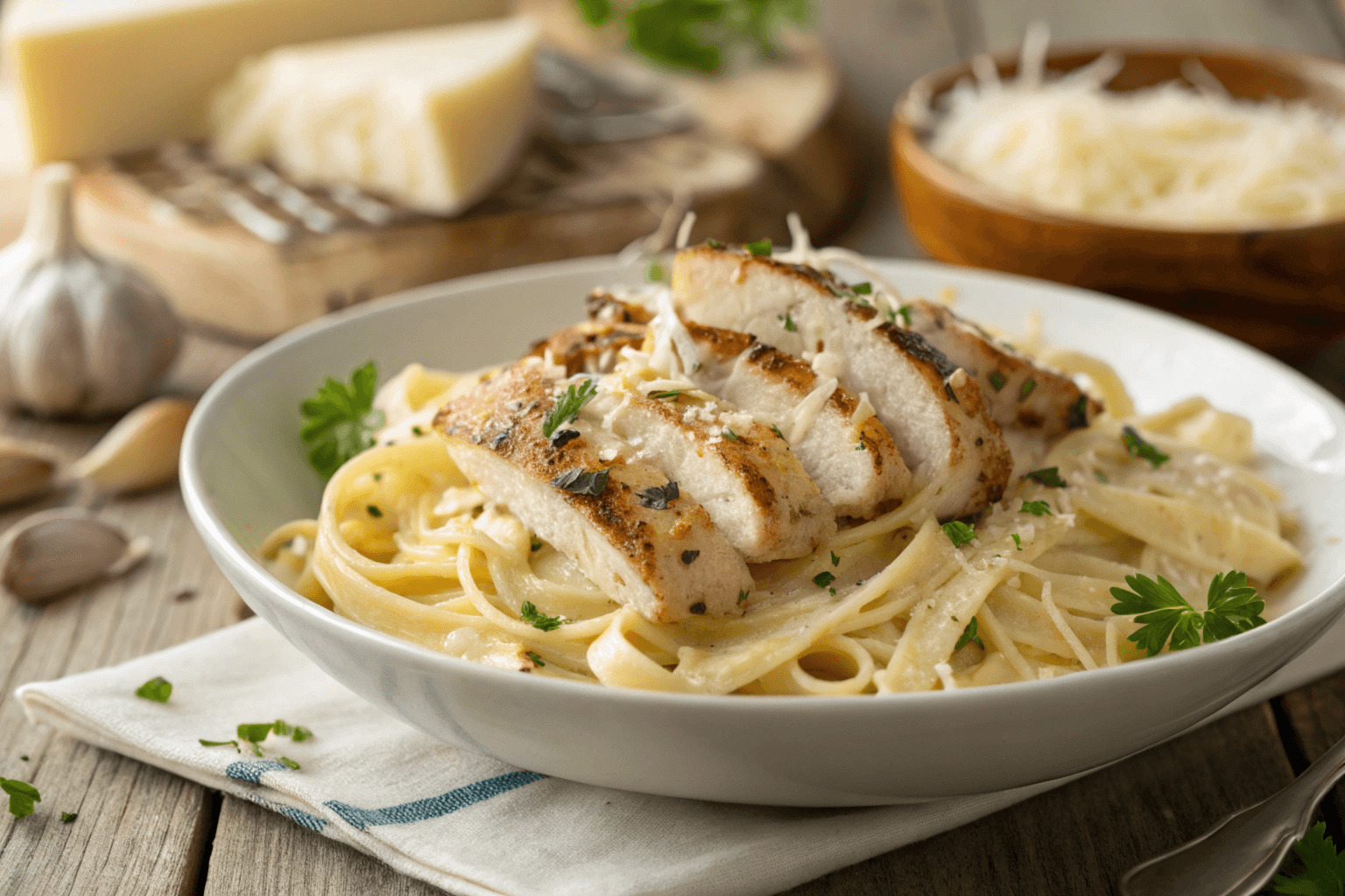 Fresh Ingredients for Garlic Parmesan Chicken Pasta