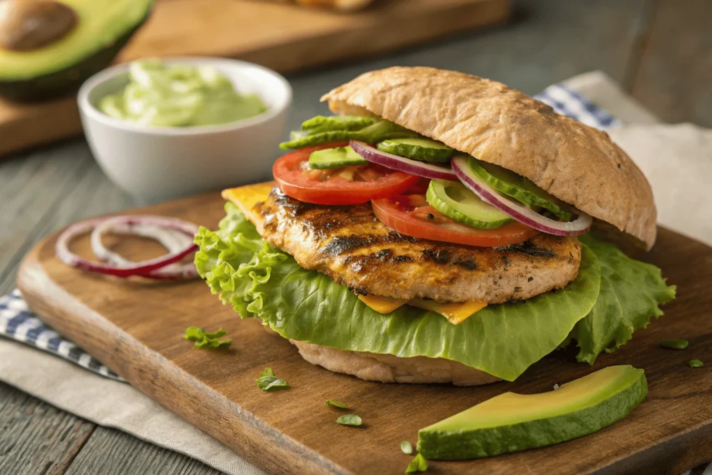 Gluten-free burger with a lettuce wrap instead of a bun